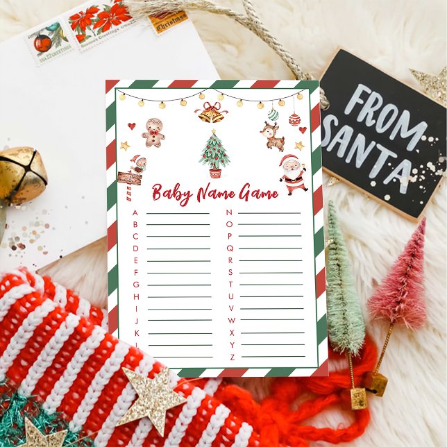 Christmas Santa Baby Name Baby Shower Game Card (Creator Uploaded)