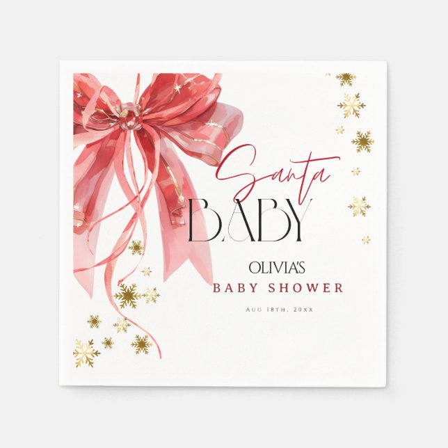 Christmas Santa Baby Red and Gold  Napkin (Front)
