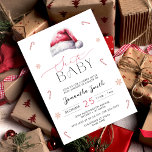 Christmas Santa Baby Shower Invitation<br><div class="desc">Introducing the Minimalist Christmas Santa Baby Shower Invitation, a delightful blend of simplicity and festive cheer. At its heart lies the iconic Santa hat, an emblem of Christmas cheer that adds a playful touch to the invitation's overall minimalistic aesthetic. Its vibrant crimson hue stands out against the white backdrop, symbolizing...</div>