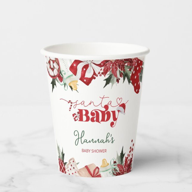 Christmas Santa Baby Shower Paper Cups (Front)