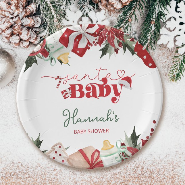 Christmas Santa Baby Shower Paper Plate (Creator Uploaded)