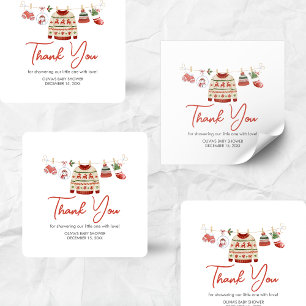 Christmas Santa Baby Shower Square Sticker