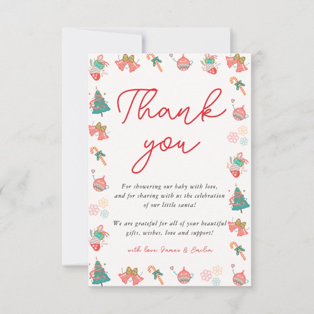 Christmas Santa Baby Shower Thank You (Front)
