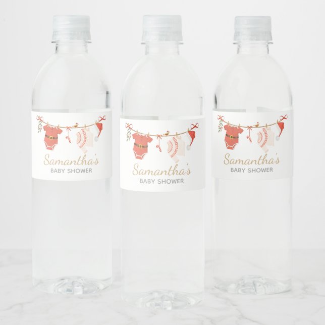 Christmas Santa Baby Shower Water Bottle Label (Bottles)