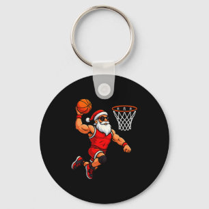 Christmas Santa Basketball Player Dunking Basketba Keychain