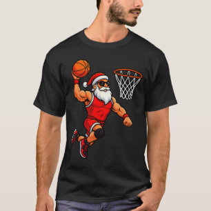 Christmas Santa Basketball Player Dunking Basketba T-Shirt