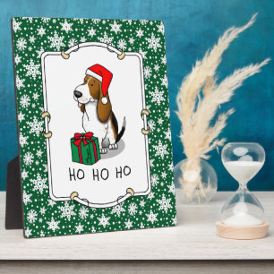 Christmas Santa Basset Hound (tri colour 1) Cute Plaque