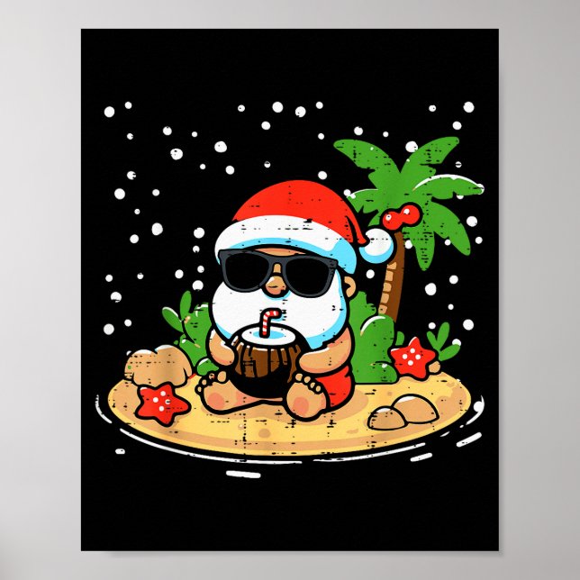 Christmas Santa Beach Xmas Trocal Hawaii Men Women Poster (Front)