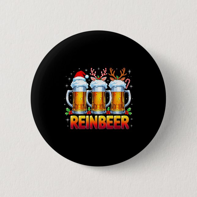 Christmas Santa Beer Lovers Funny Drinking Trend N 2 Inch Round Button (Front)