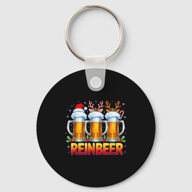 Christmas Santa Beer Lovers Funny Drinking Trend N Keychain (Front)
