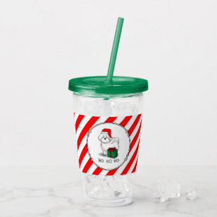 Christmas Santa Bichon Frise Dog Cute Acrylic Tumbler