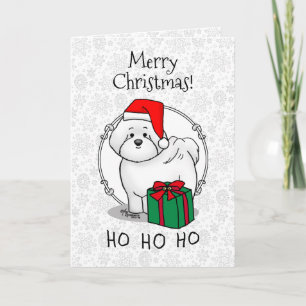 Christmas Santa Bichon Frise Dog Cute Card