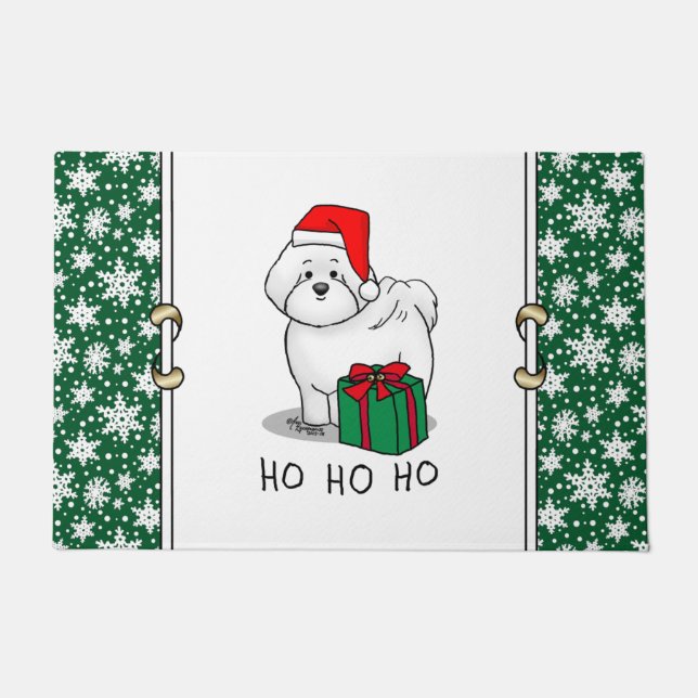 Christmas Santa Bichon Frise Dog Cute Doormat (Front)