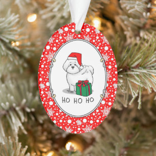 Christmas Santa Bichon Frise Dog Cute Ornament