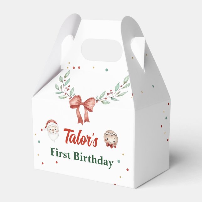 Christmas Santa Birthday Party Favor Box (Front Side)