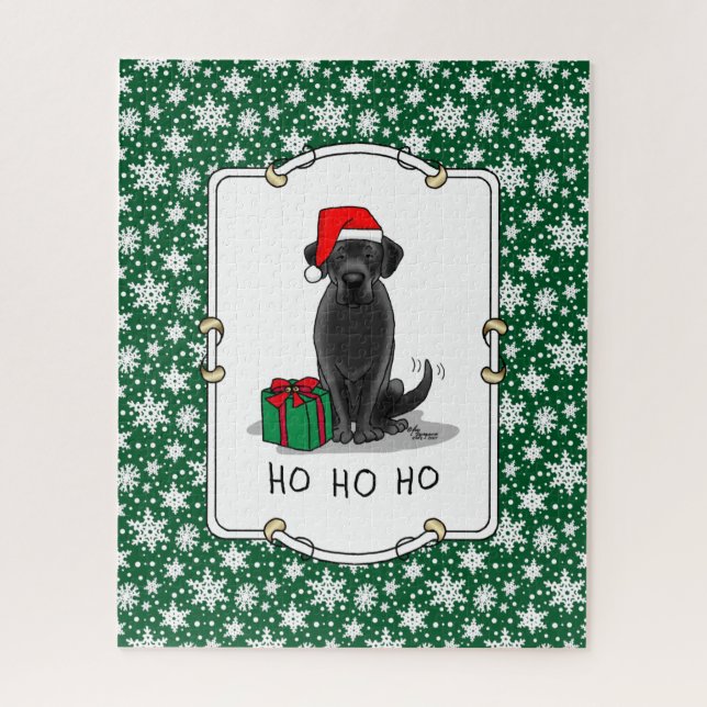 Christmas Santa Black Labrador Retriever Cute Jigsaw Puzzle (Vertical)