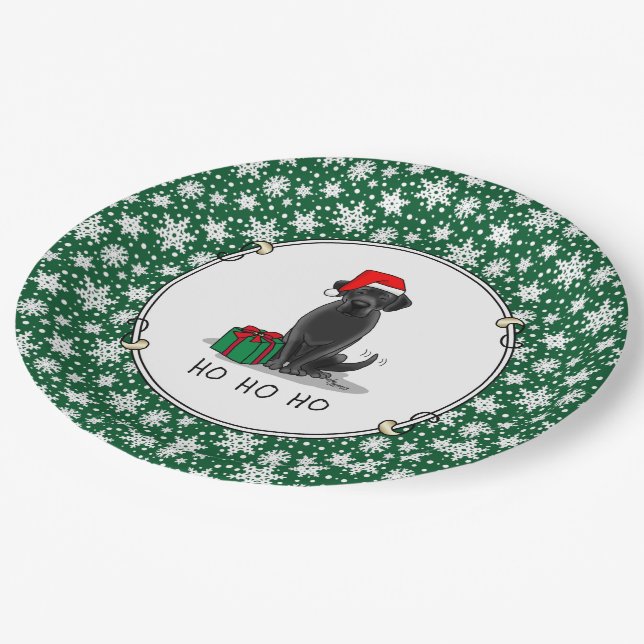 Christmas Santa Black Labrador Retriever Cute Paper Plate (Angled)