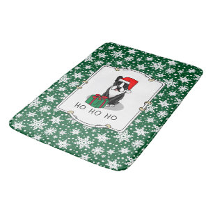 Christmas Santa Boston Terrier (black) Cute Bath Mat