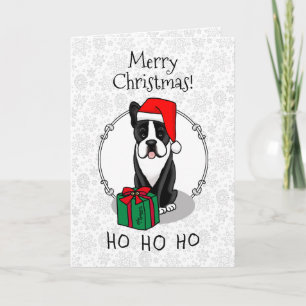 Christmas Santa Boston Terrier (black) Cute Card