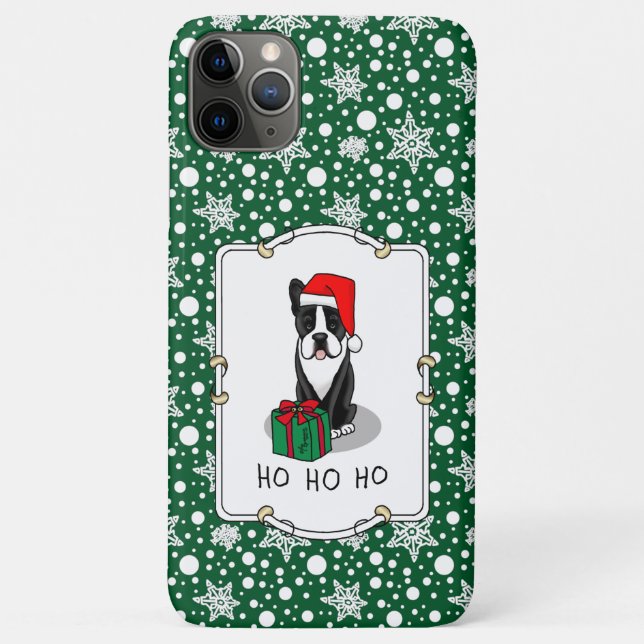 Christmas Santa Boston Terrier (black) Cute Case-Mate iPhone Case (Back)