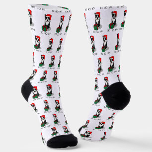 Christmas Santa Boston Terrier (black) Cute Socks