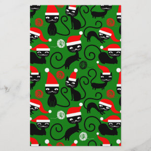 christmas santa cats stationery