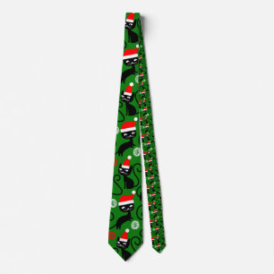 christmas santa cats tie