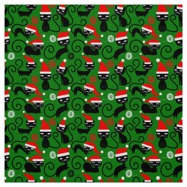 christmas santa cats xmas fabric (Swatch)