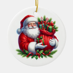 Christmas Santa Ceramic Ornament