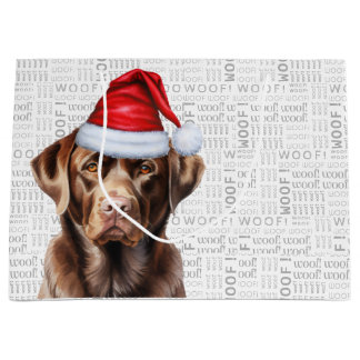 Christmas Santa Chocolate Labrador Dog Holiday Large Gift Bag