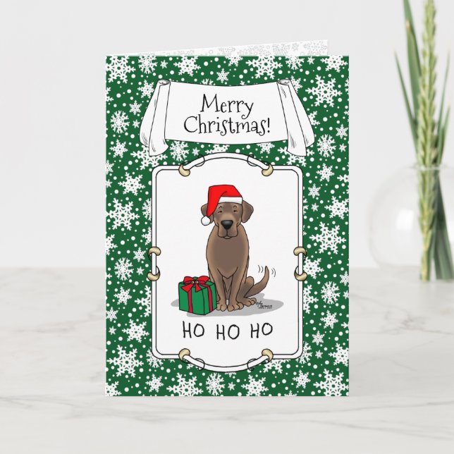 Christmas Santa Chocolate Labrador Retriever Funny Card (Front)
