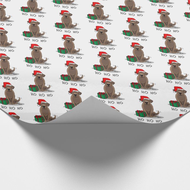 Christmas Santa Chocolate Labrador Retriever Funny Wrapping Paper (Corner)