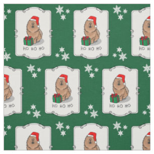Christmas Santa Chow Chow Dog (cinnamon) Cute Fabric
