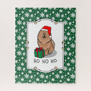 Christmas Santa Chow Chow Dog (cinnamon) Cute Jigsaw Puzzle