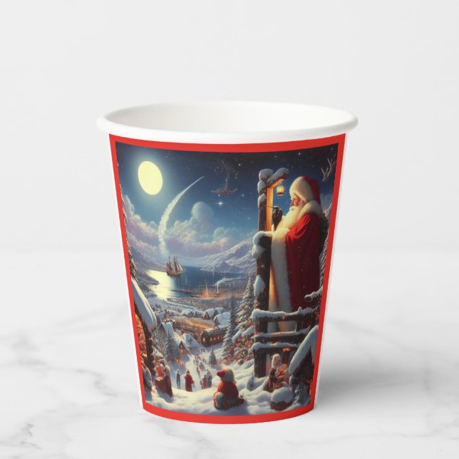 Christmas Santa Claus 5 Paper Cups (Front)