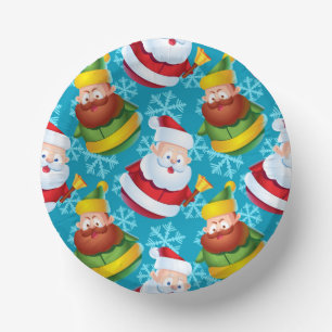 Christmas Santa Claus and Friend with Snowflake Paper Plate