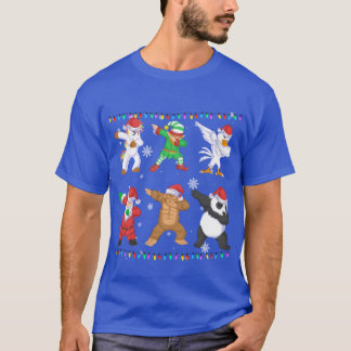 Christmas santa claus and friends dabbing retro T-Shirt