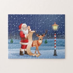 Christmas Santa Claus And Reindeer   Holidays Jigsaw Puzzle