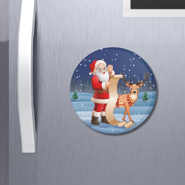 Christmas Santa Claus And Reindeer Magnet (Creator Uploaded)