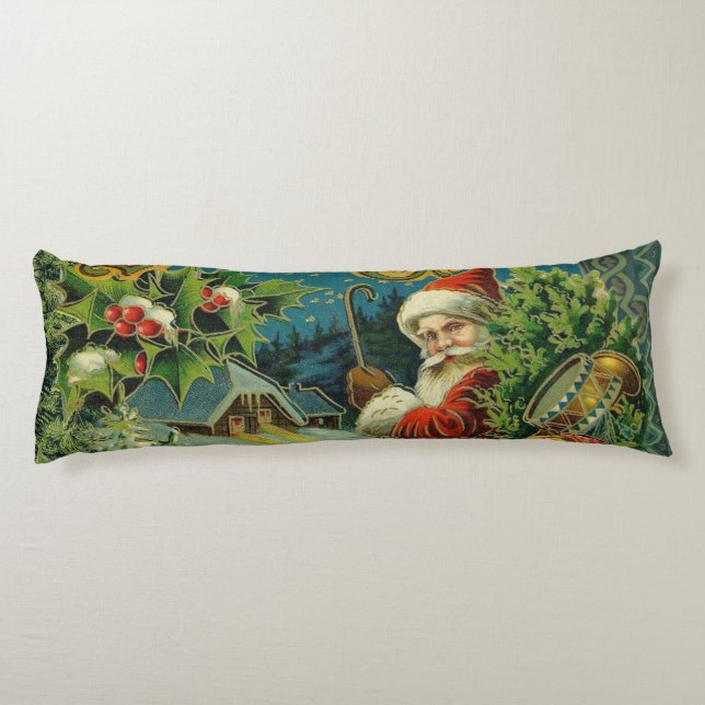 Christmas Santa Claus Antique Art Body Pillow (Back)