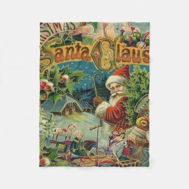 Christmas Santa Claus Antique Art Fleece Blanket (Front)