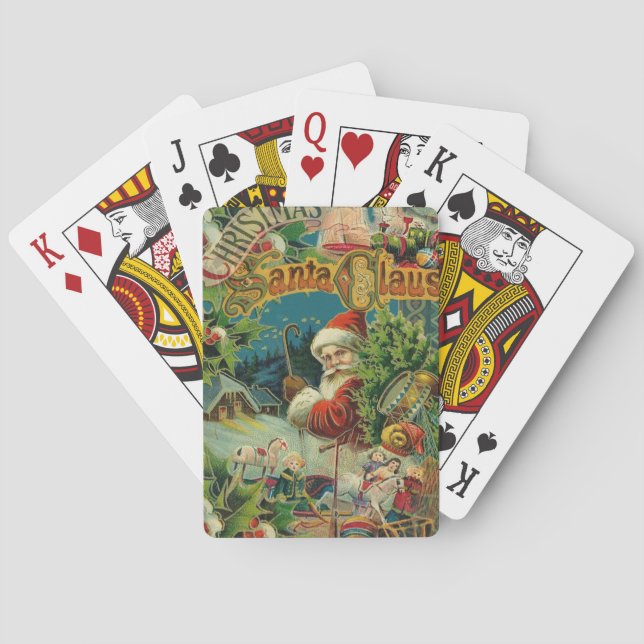 Christmas Santa Claus Antique Art Playing Cards (Back)