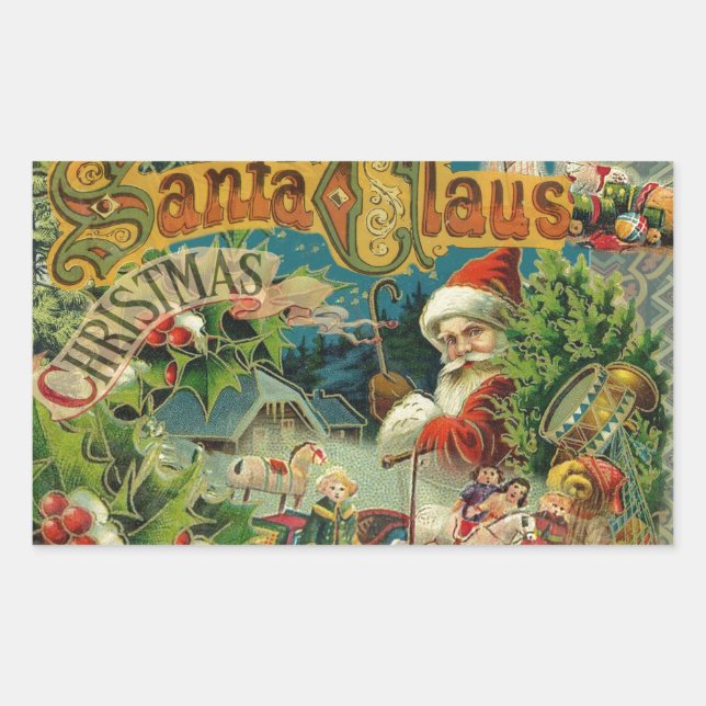 Christmas Santa Claus Antique Art Sticker (Front)
