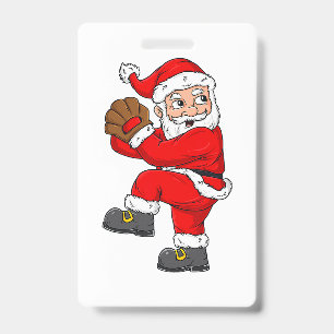 Christmas Santa Claus Baseball Catcher Boys Girls  Badge