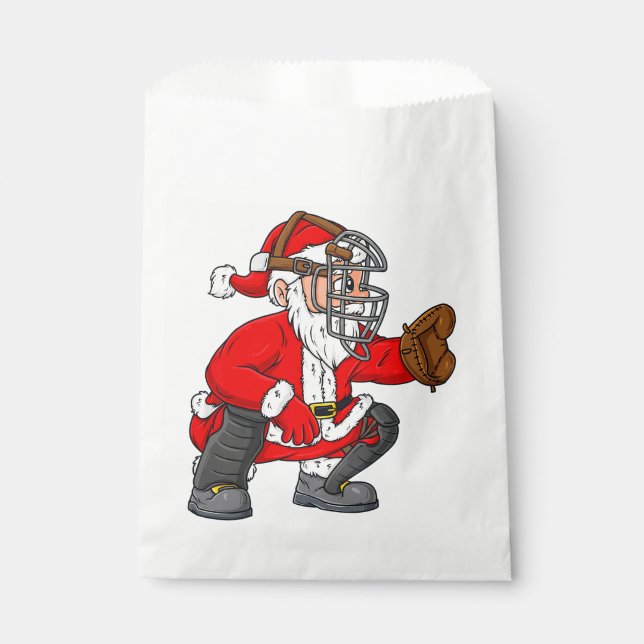 Christmas Santa Claus Baseball Catcher Boys Girls  Favour Bag (Front)