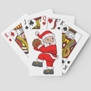 Christmas Santa Claus Baseball Catcher Boys Girls Playing Cards