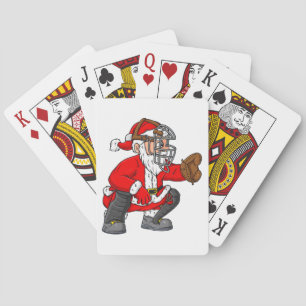 Christmas Santa Claus Baseball Catcher Boys Girls Playing Cards