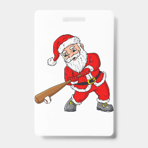 Christmas Santa Claus Baseball Pitcher Boys Kids T Badge