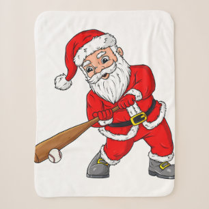 Christmas Santa Claus Baseball Pitcher Boys Kids T Sherpa Blanket