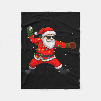 Christmas Santa Claus Baseball Tcher Boys Kids Tee Fleece Blanket